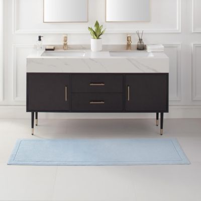 Textured Woven Cotton Bath Rug with Slip-Resistant Backing