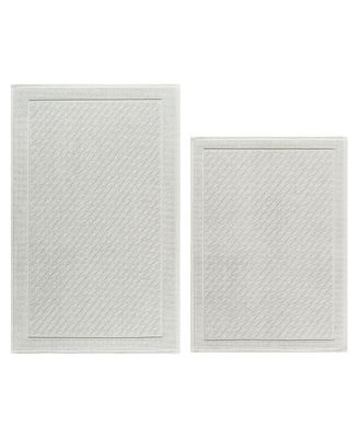Host & Home Cotton Bath Rug, Stylish Textured Woven Design, Slip Resistant Backing, 5 Color Options, 2-Piece Set - 17x24 & 20x32