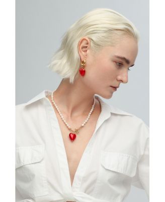 Esmee Murano Glass Heart Drop Hoop Earrings