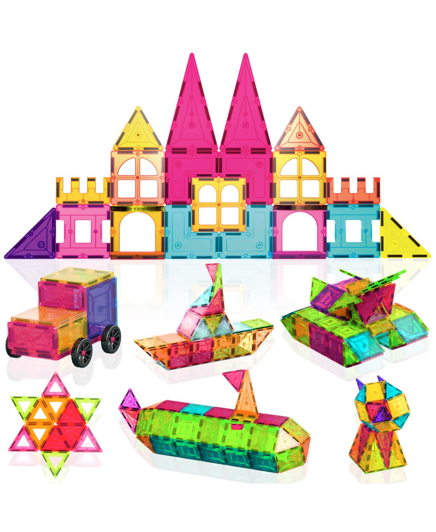 Детские конструкторы Contixo ST4 112-Piece Magnetic Building Tiles, Ages 3+ — фото 1
