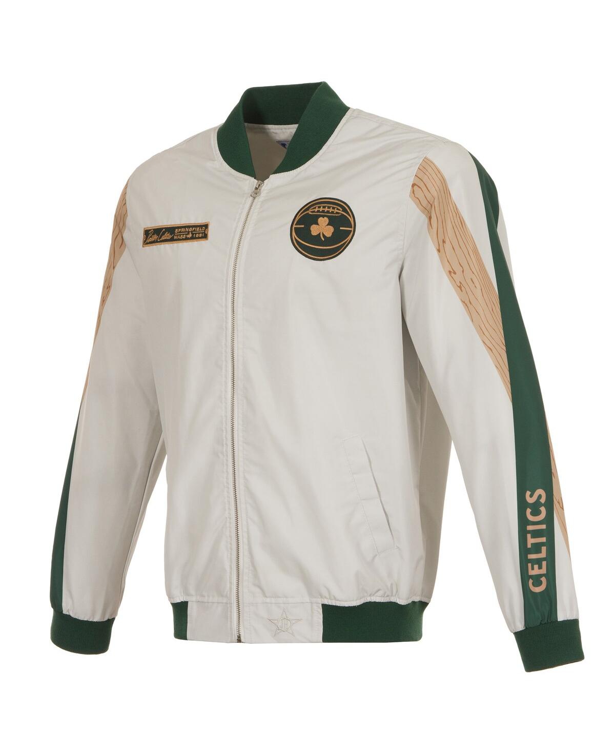 Shop Jh Design Men's  Cream Boston Celtics 2023/24 City Edition Nylon Full-zip Bomber Jacket