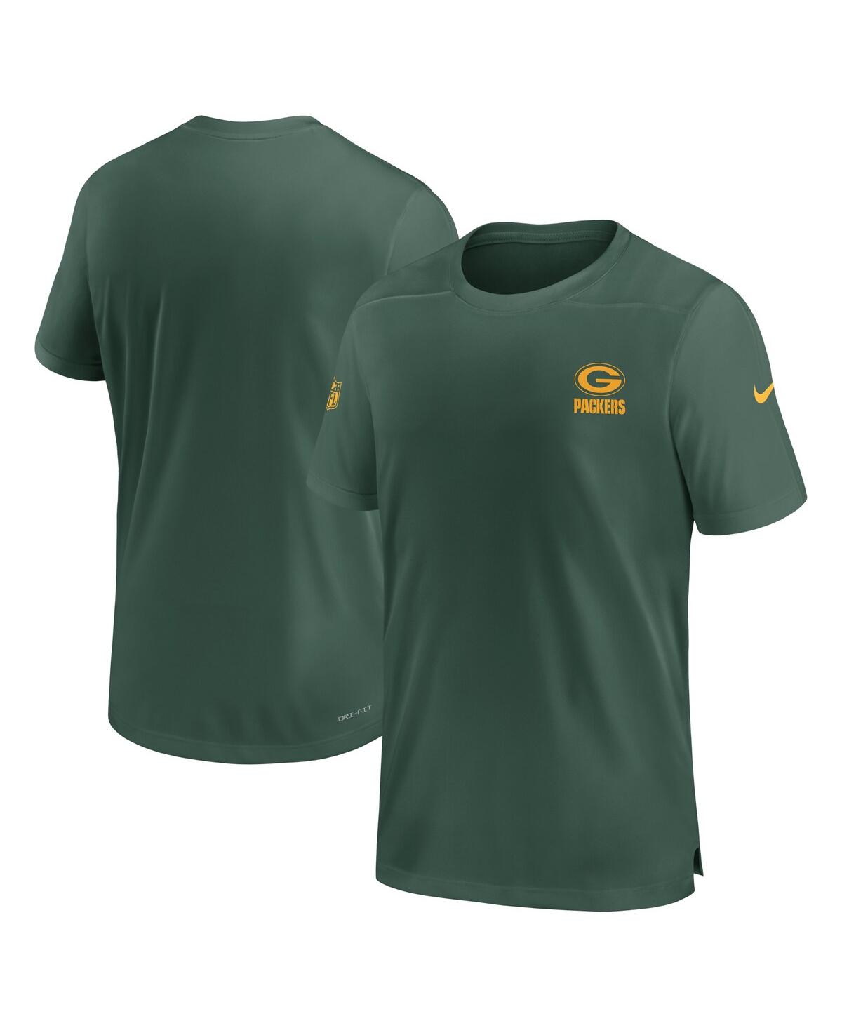 Shop Nike Men's  Green Green Bay Packers Sideline Coach Performance T-shirt