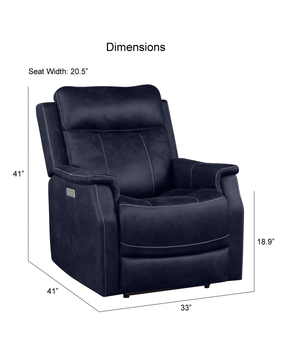 Shop Steve Silver Valencia 33" Dual Power Recliner In Dark Blue