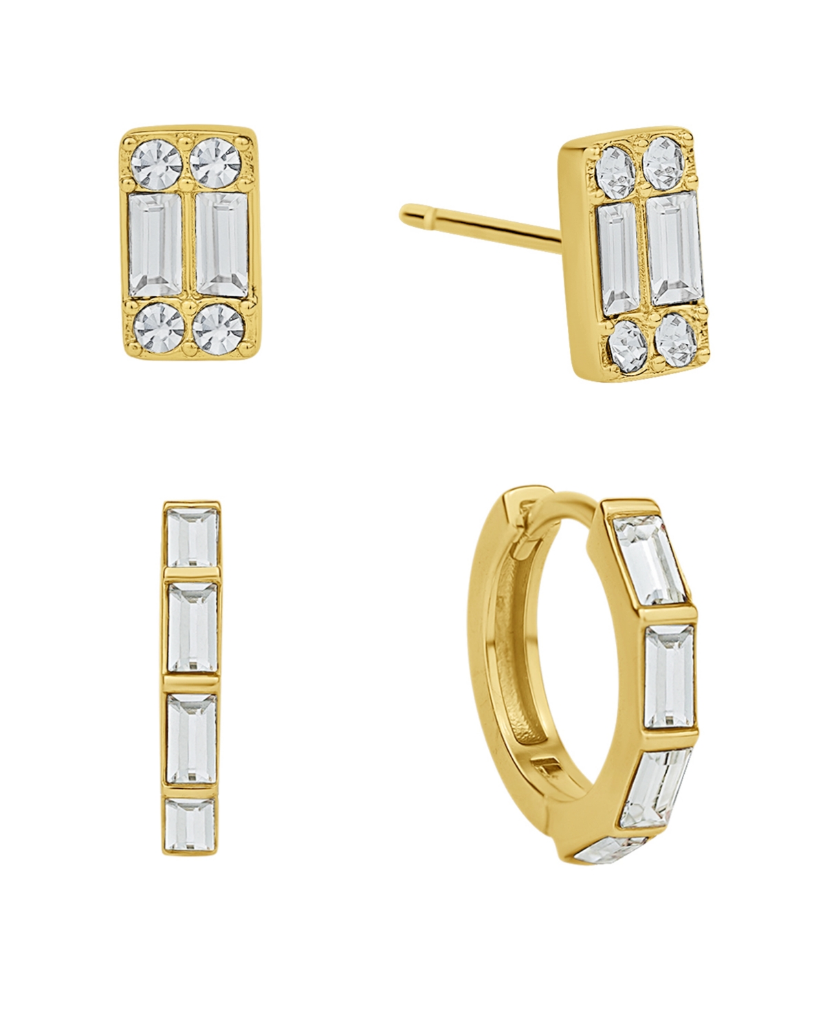 And Now This Crystal Stud And Hoop Earring Set In Gold