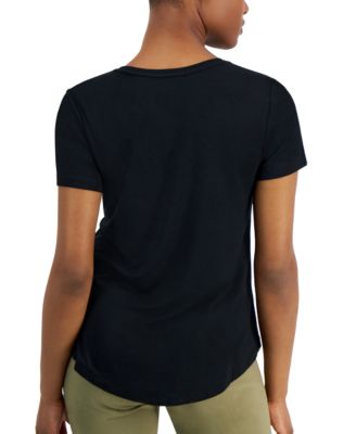 Petite Solid Rayon Span Short-Sleeve Top