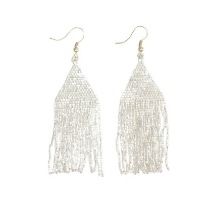 Lexie Solid Beaded Fringe Earrings - Silver 42$