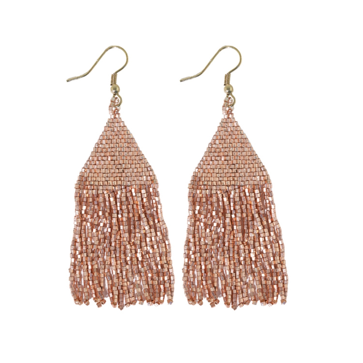Lexie Luxe Beaded Fringe Earrings - Rust and Green