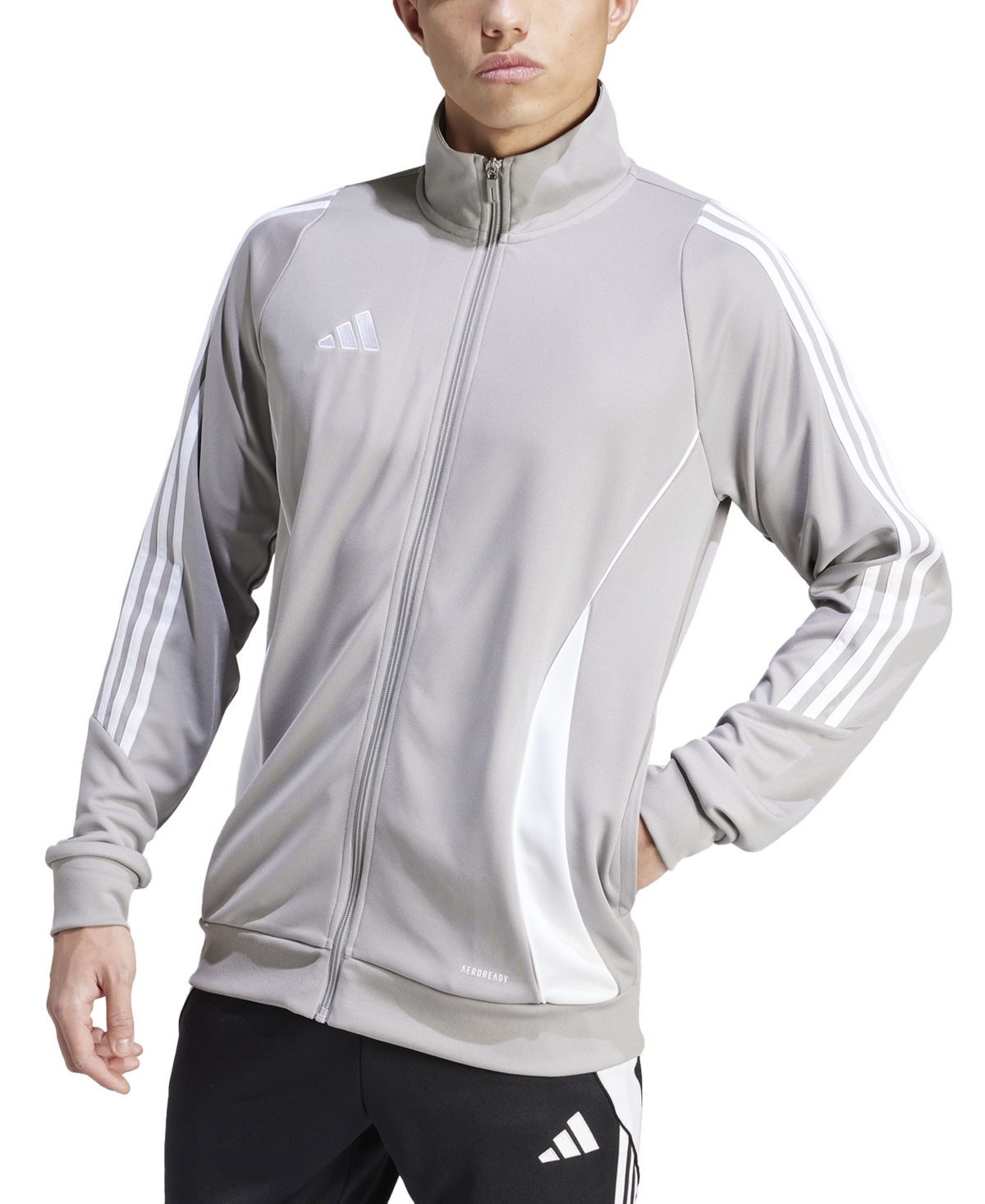Shop Adidas Originals Men's Tiro 24 Slim-fit Performance 3-stripes Track Jacket In Mid Grey,wht