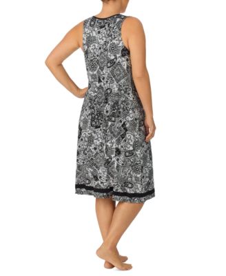 Plus Size Printed V-Neck Midi Nightgown