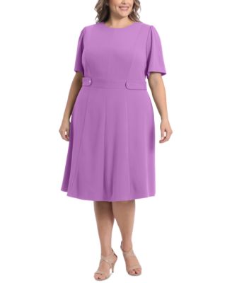 Plus Size Fit & Flare Scuba Crepe Midi Dress