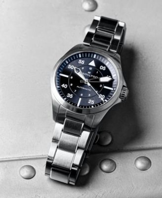 Women's Swiss Automatic Khaki Aviation Stainless Steel Bracelet Watch 36mm