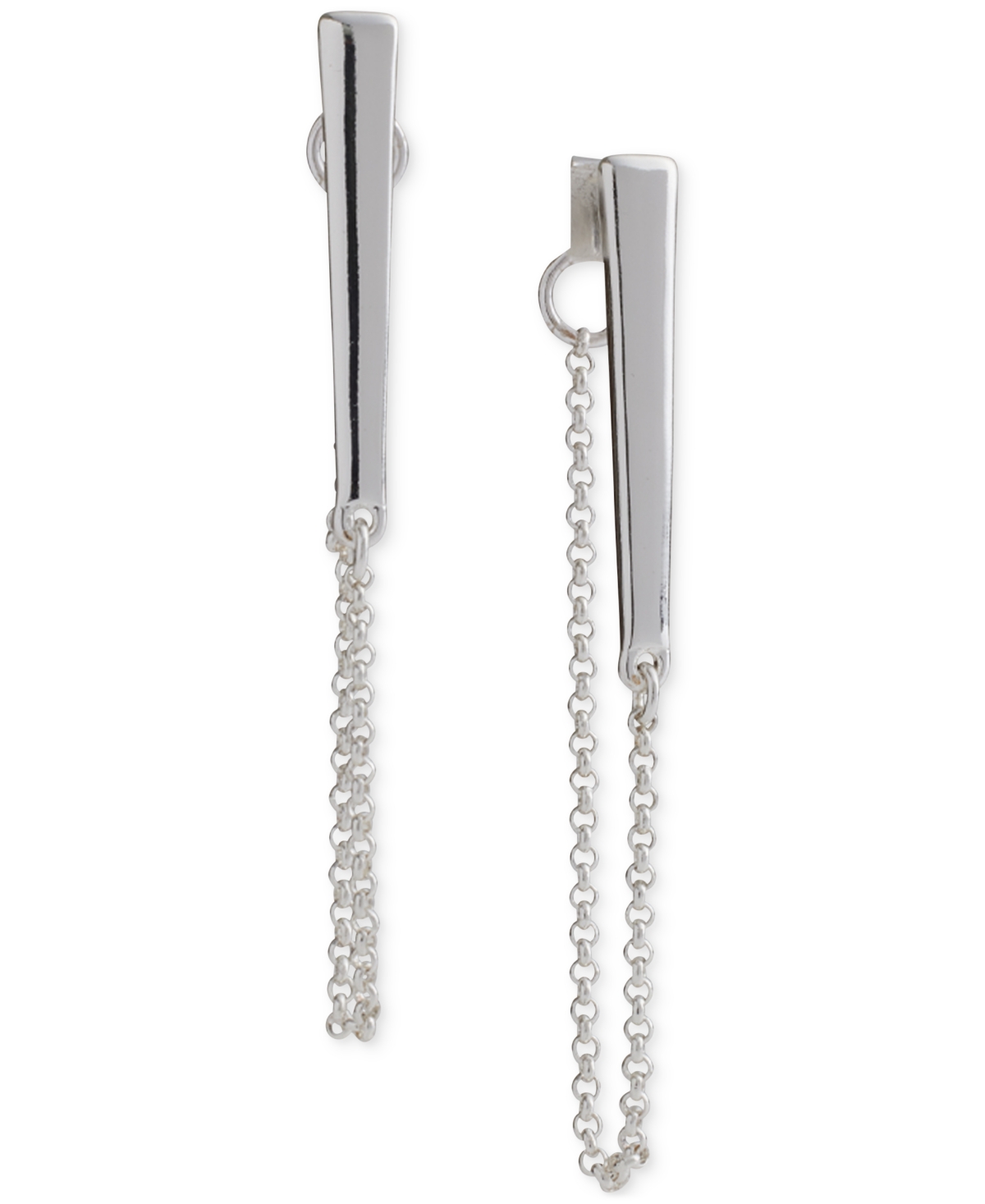 Lucky BrandTone Bar & Chain Linear Drop Earrings - Silver