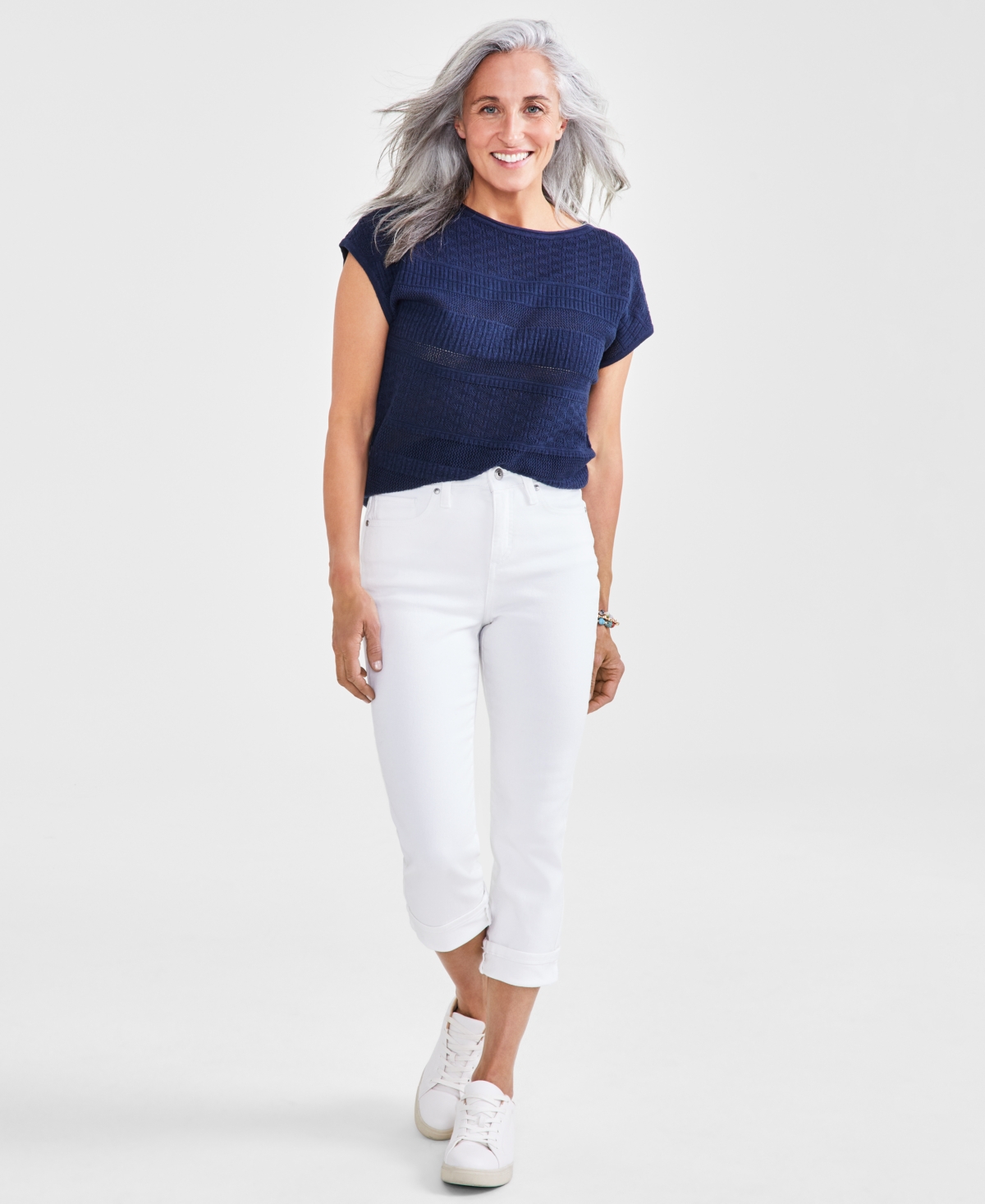 Style & Co Petite High-rise Cuffed Capri Jeans, Created For Macy's In Bright White