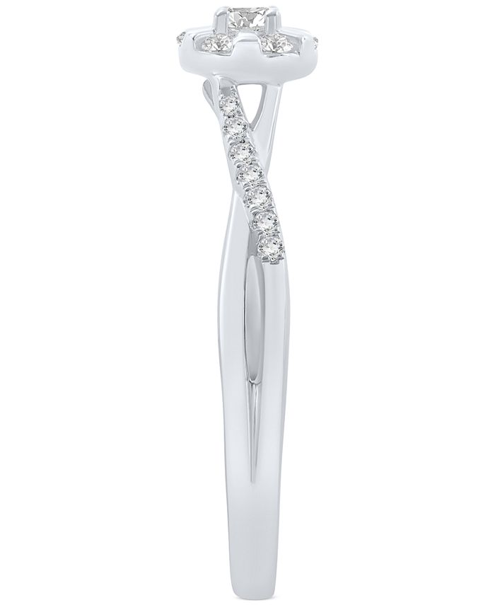 Promised Love Diamond Halo Swirl Promise Ring (1/4 ct. t.w.) in