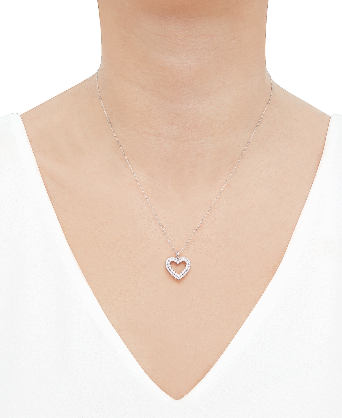 Diamond Double Heart Pendant Necklace (1 ct. t.w.) in 14k 16