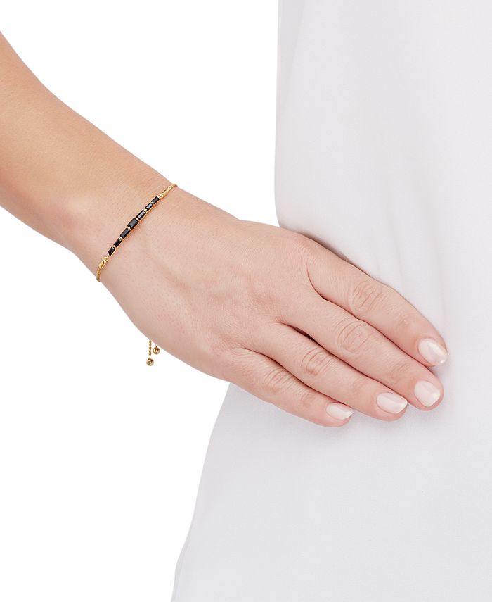 •BLACK ONYX - GEO MIX• silver bolo bracelet (adj up to 9
