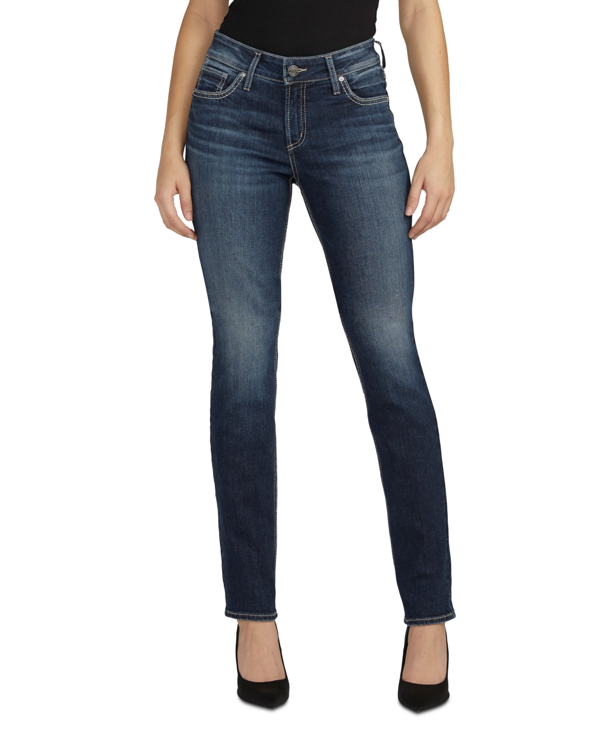 Shop Silver Jeans Co. Women's Elyse Straight-leg Jeans In Indigo