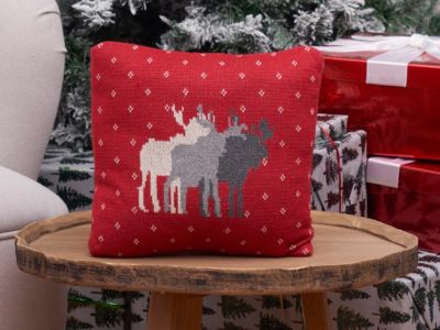 3 Moose Cotton Small/Petite Accent Pillow, 10" x 10"