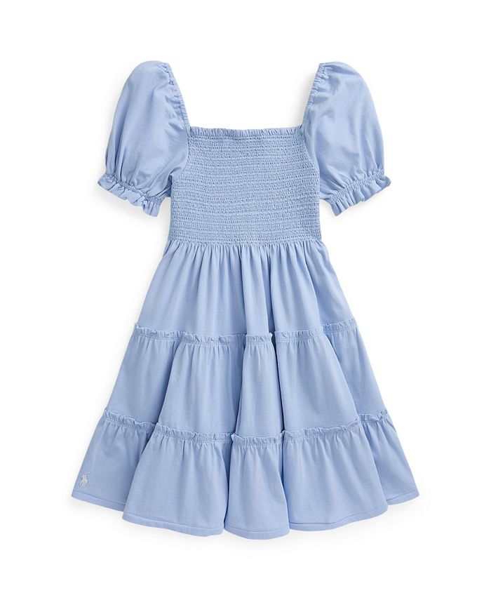 Polo Ralph Lauren Big Girls Smocked Cotton Jersey Dress - Macy's