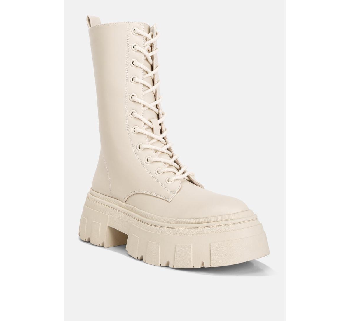 London Rag Tatum Faux Leather Combat Chunky Boots