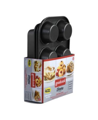 Good Cook 4 Piece Nonstick Steel Toaster Oven Set with Sheet Pan, Rack, Cake Pan, and Muffin Pan