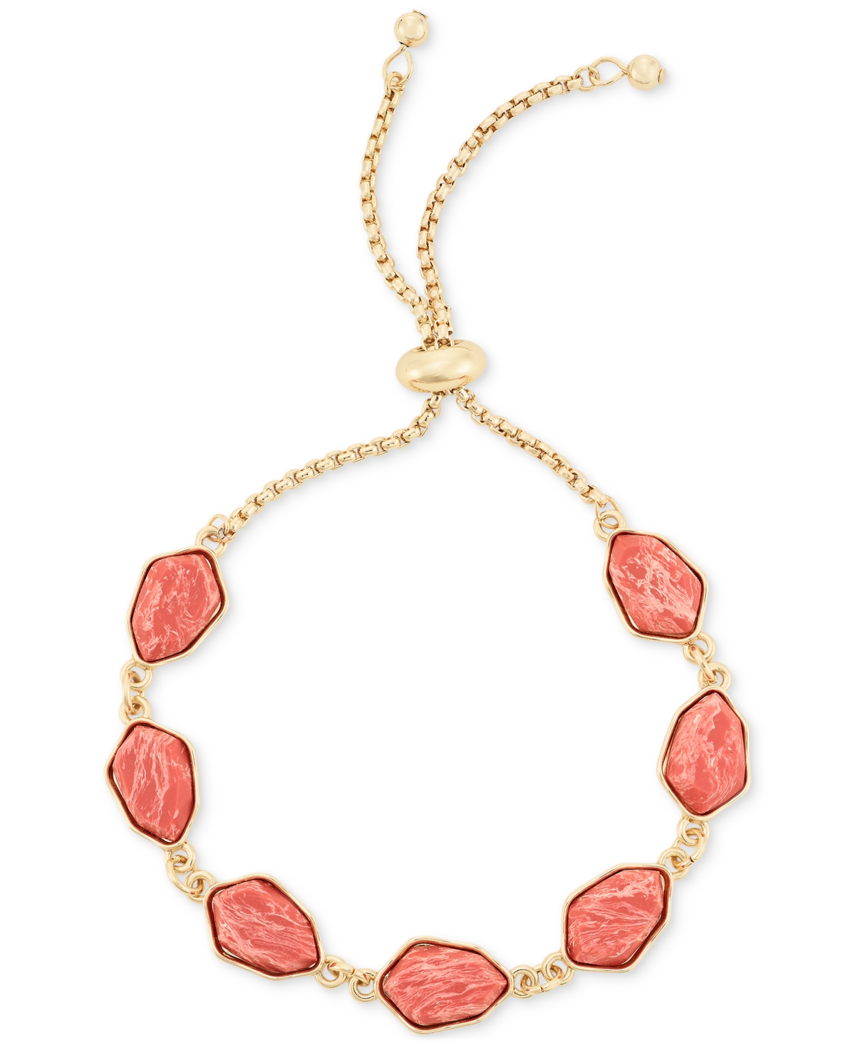 Shop Style & Co Colored Stone Slider Bracelet, Created For Macy's In Coral