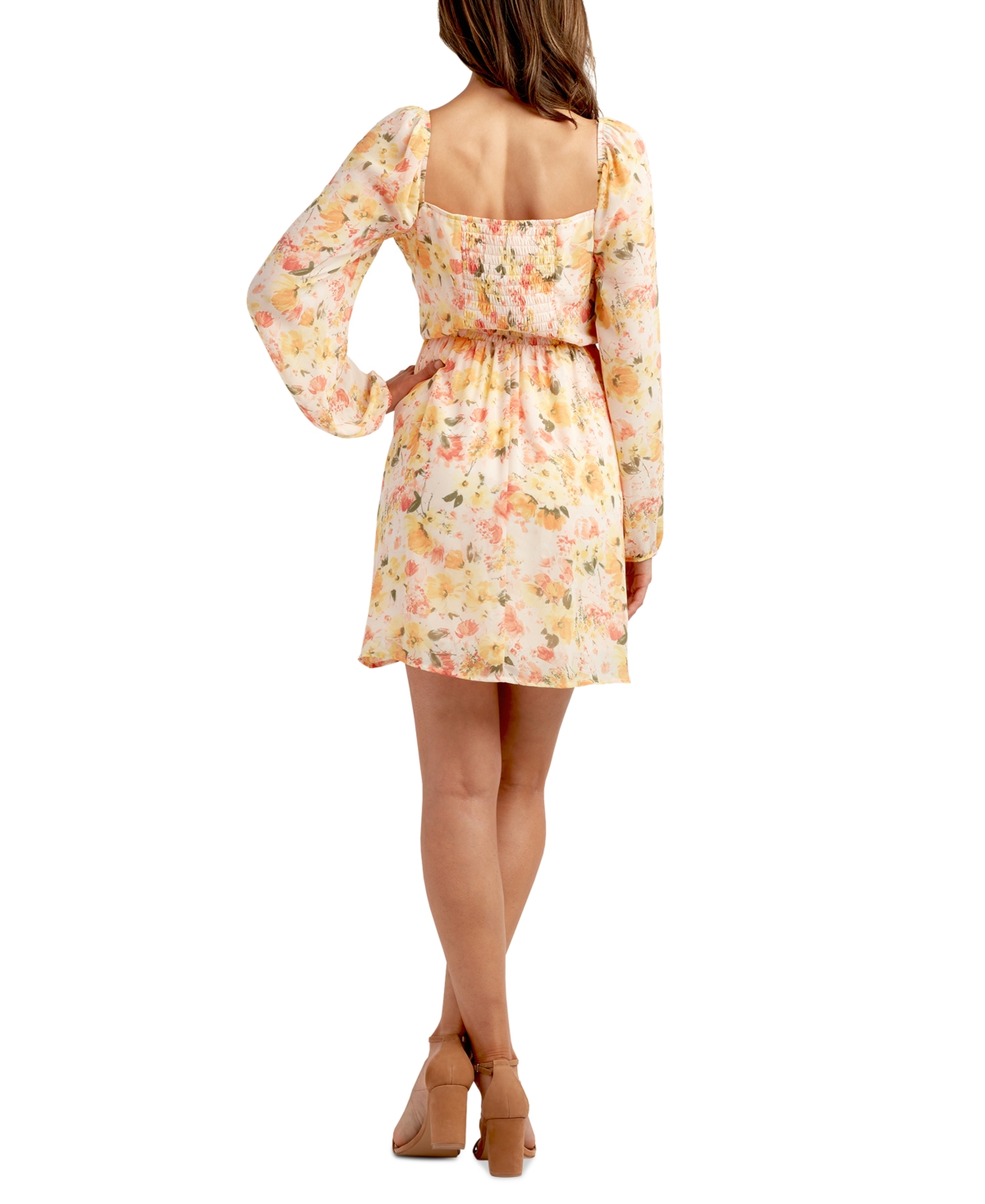 Shop Bcx Juniors' Floral-print Keyhole Midriff Mini Dress In Pat G