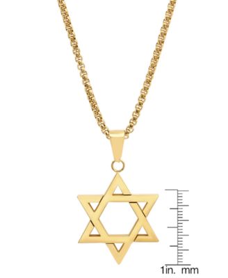 Men's 18k Gold-Plated Stainless Steel Star of David 24" Pendant Necklace