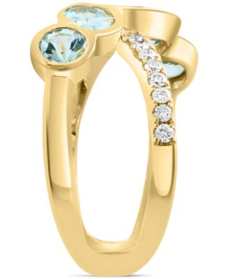 EFFY&reg; Aquamarine (1-7/8 ct. t.w.) & Diamond (1/4 ct. t.w.) Crossover Statement Ring in 14k Gold