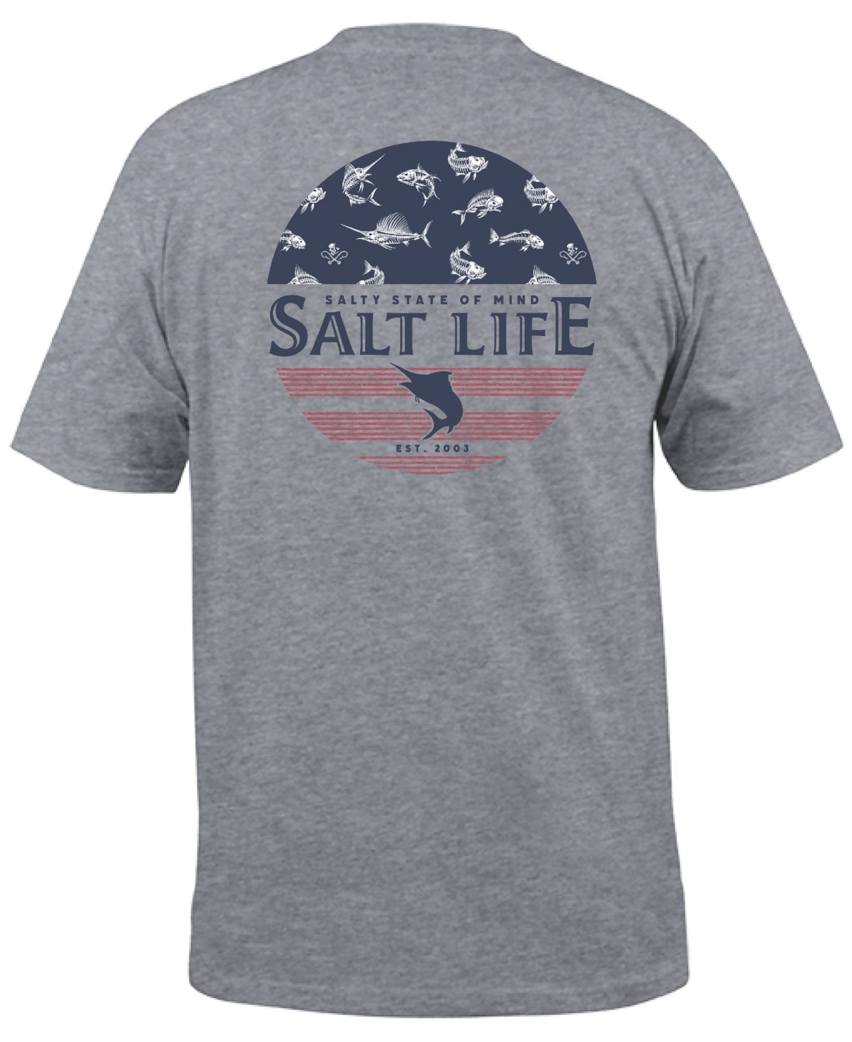 Shop Salt Life Men's Salty Honor Bones Graphic Print Short-sleeve T-shirt In Athletic Heather