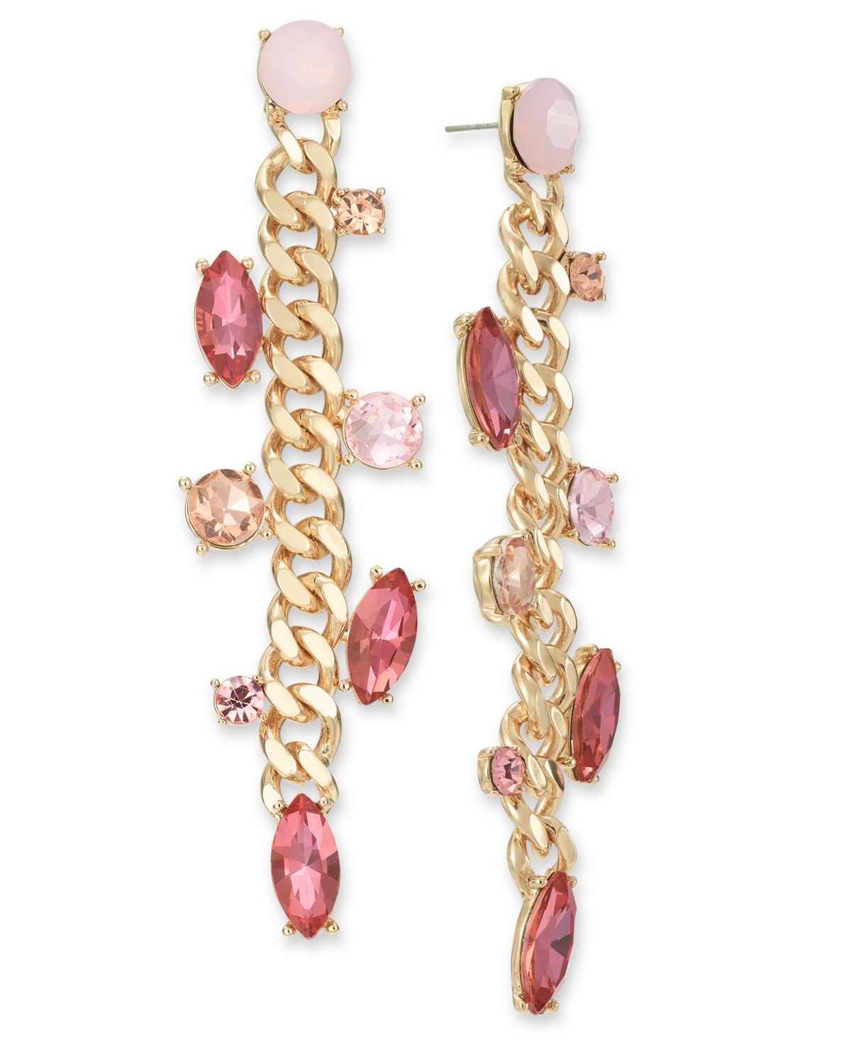 Shop Inc International Concepts Gold-tone Multi Stone Chain Drop Earrings, Created For Macy's