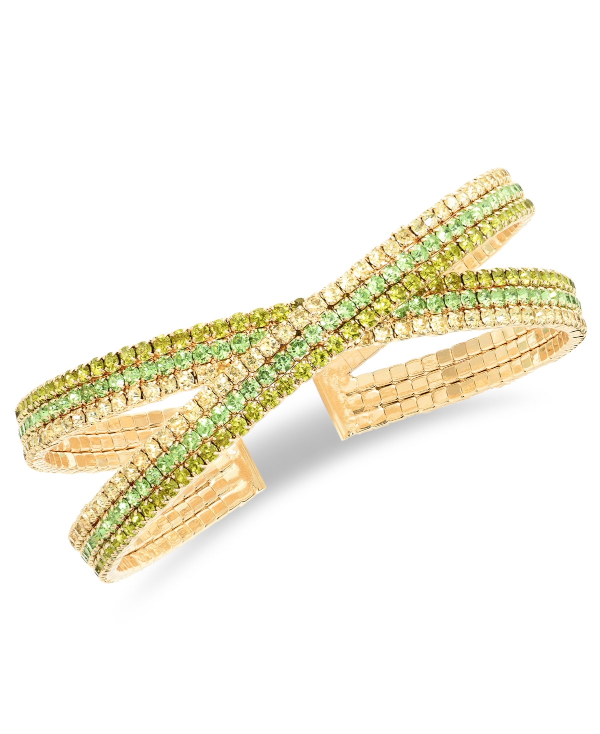 Shop Inc International Concepts Rhinestone Criss-cross Bangle Bracelet, Created For Macy's In Green