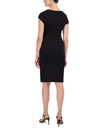 Women s Pont Knit Cap Sleeve Sheath Dress
