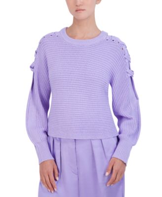 BCBG NEW YORK - Women's Lace-Up Shoulder Sweater