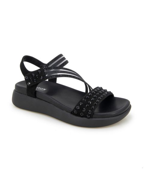 Женские сандалии Kenneth Cole Reaction Taryn Asymmetrical Slingback Jeweled Wedge, цвет: Чёрный