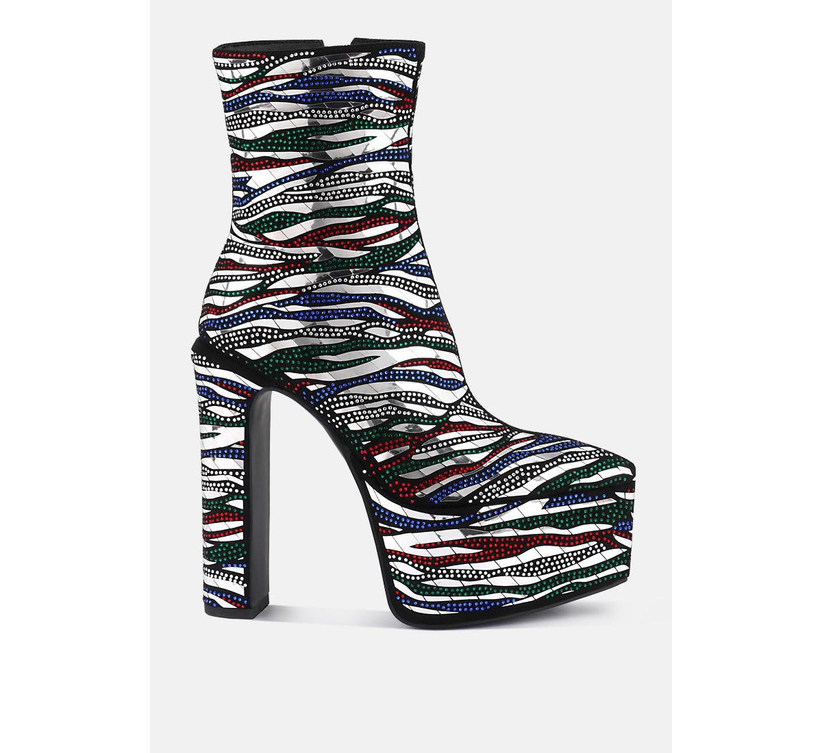 Womens cartier pattern embellishment platform boots - Black