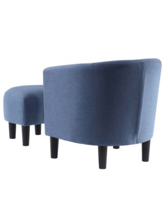 26.25" Faux Linen Churchill Accent Chair with Ottoman