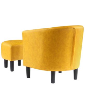 26.25" Faux Leather Churchill Accent Chair with Ottoman