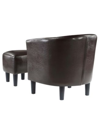 26.25" Faux Leather Churchill Accent Chair with Ottoman