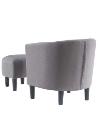 26.25" Faux Linen Churchill Accent Chair with Ottoman