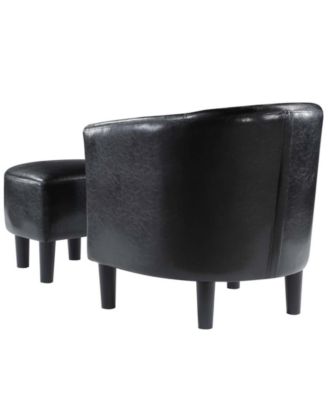 26.25" Faux Leather Churchill Accent Chair with Ottoman