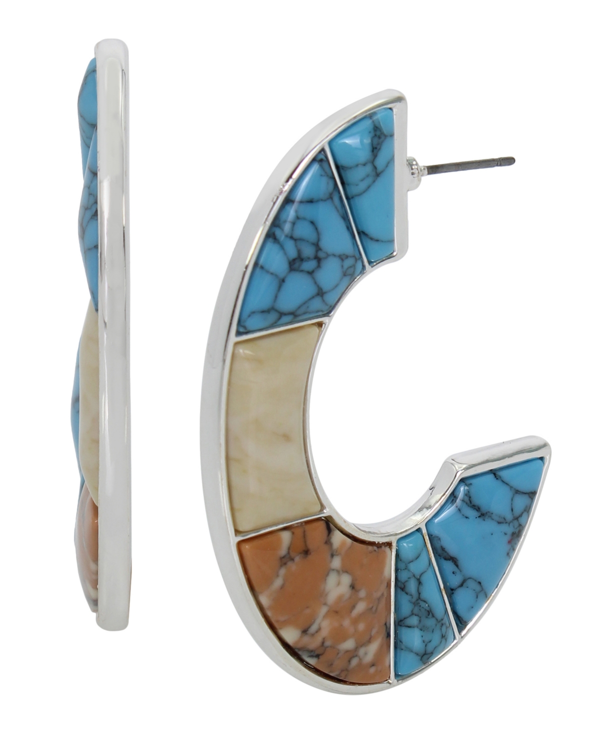 Shop Robert Lee Morris Soho Semi-precious Mixed Stone Hoop Earrings In Multi,silver
