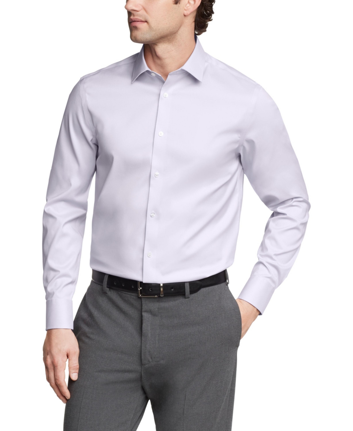 Shop Calvin Klein Men's Refined Cotton Stretch Regular Fit Dress Shirt In Lilac