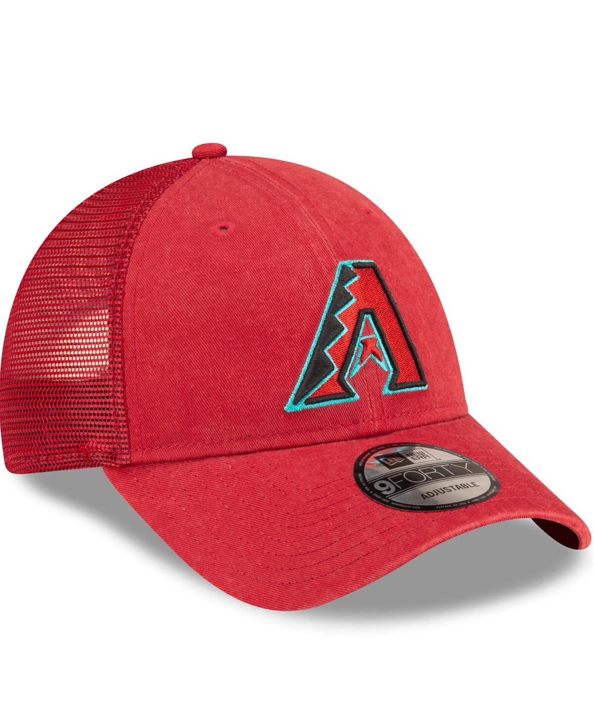 Shop New Era Men's  Red Arizona Diamondbacks Trucker 9forty Adjustable Hat