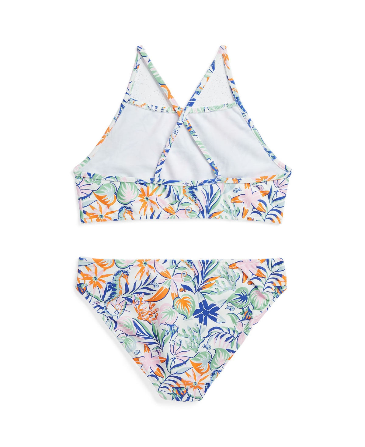 Shop Polo Ralph Lauren Big Girls Tropical-print Two-piece Swimsuit In Sea Creature Tropical With Deep Ultramar