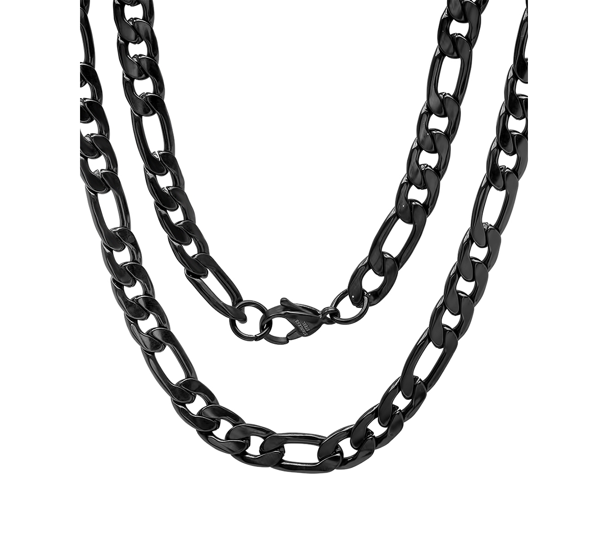 Shop Steeltime Men's Black Figaro Link Necklace, 24"