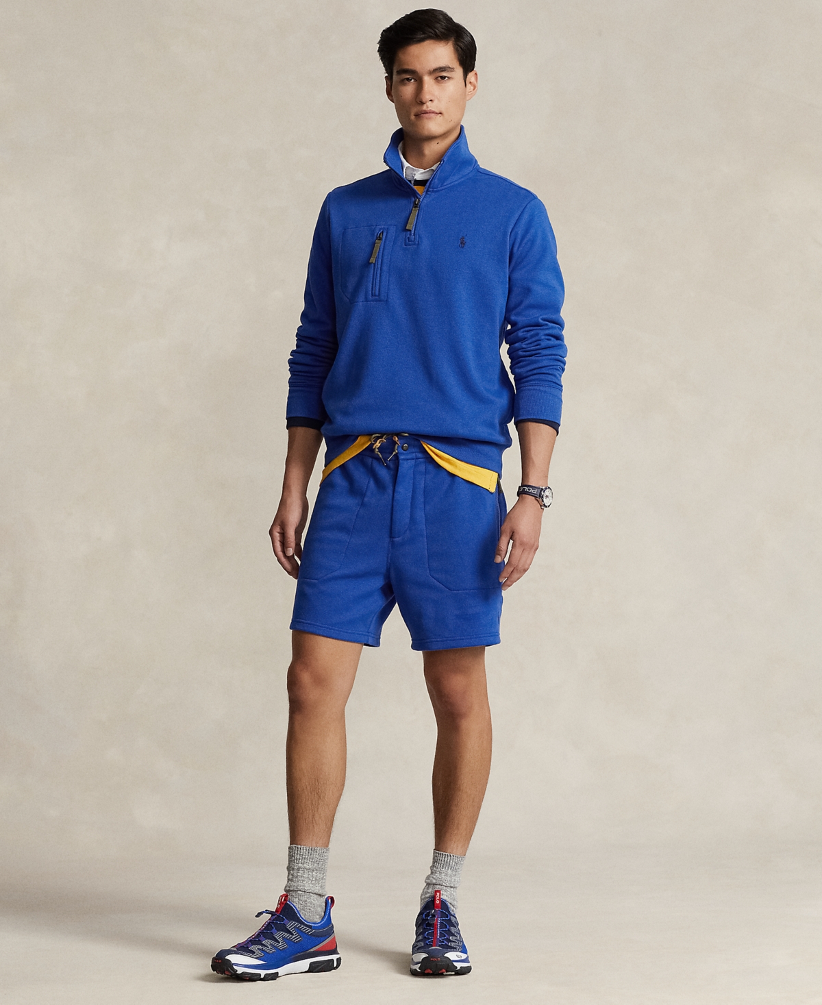 Shop Polo Ralph Lauren Men's Terry Quarter-zip Sweatshirt In Blue Saturn