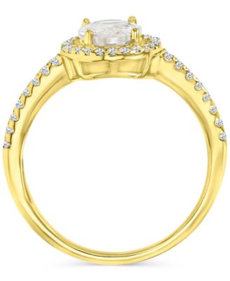 Cubic Zirconia Oval Halo Engagement Ring in 14k Gold-Plated Sterling Silver