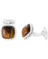 Effy Men's Tiger Eye Rope Framed Cufflinks in Sterling Silver - Silver