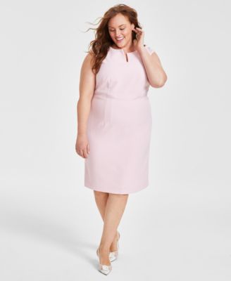 Kasper - Plus Size Split-Neck Sheath Dress